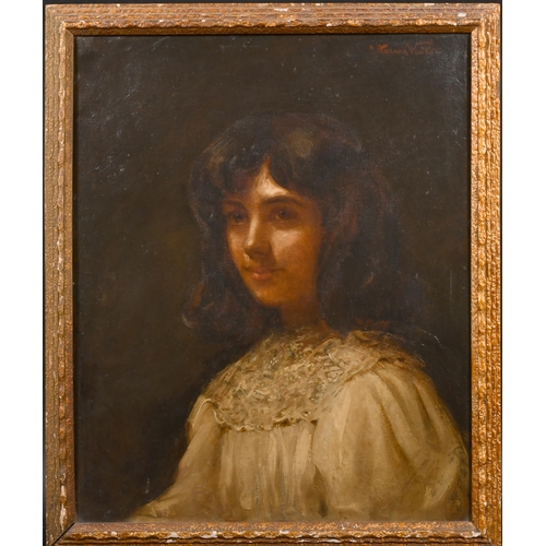 109 - John Hanson Walker (1844-1933) British. Bust Portrait of a Young Girl, Oil on canvas, Signed, 22' x ... 