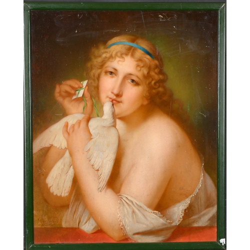 118 - Augustin Luc Demoussy (1809-1880) French. A Young Woman, styled as Aphrodite, holding a love letter ... 