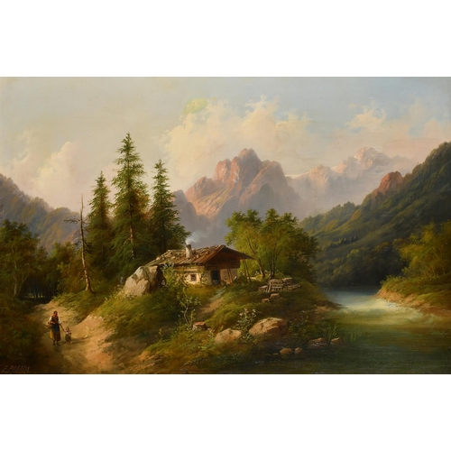 121 - Eduard Boehm (1830-1890) Austrian. A Pair of Alpine Landscapes, Oil on canvas, Signed, 21' x 32' (53... 