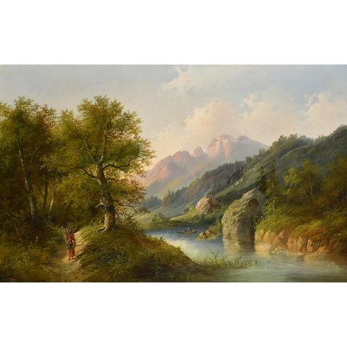 121 - Eduard Boehm (1830-1890) Austrian. A Pair of Alpine Landscapes, Oil on canvas, Signed, 21' x 32' (53... 