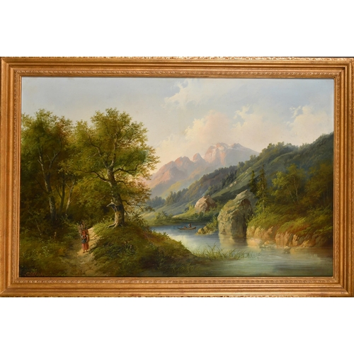 121 - Eduard Boehm (1830-1890) Austrian. A Pair of Alpine Landscapes, Oil on canvas, Signed, 21' x 32' (53... 