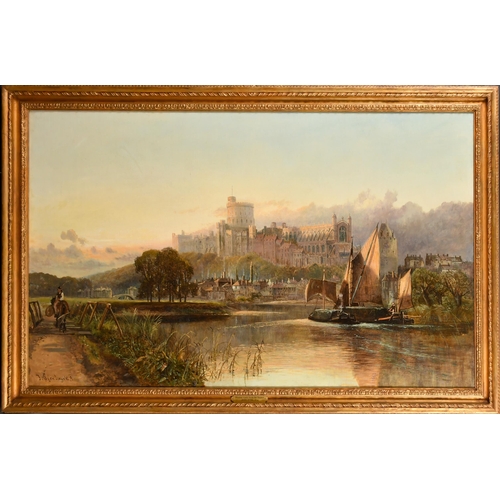 125 - John Syer (1815-1885) British. 'Windsor Castle from the Thames', Oil on canvas, Signed, inscribed an... 