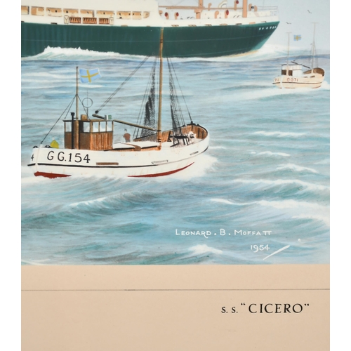 148 - Leonard Moffatt (20th Century) British. 'SS Cicero', Watercolour, Signed and dated 1954, and inscrib... 