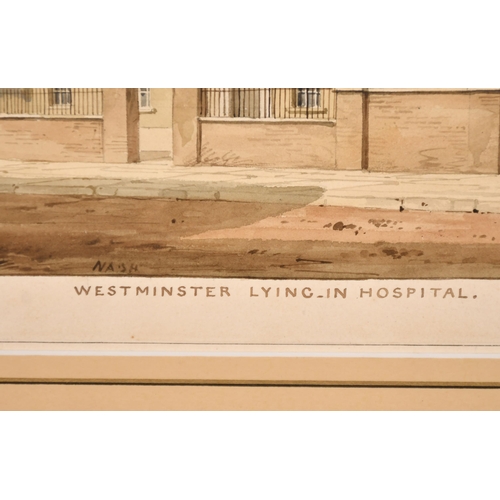 15 - Frederick Nash (1782-1856) British. 'Westminster Lying-In Hospital', Watercolour, Signed, and inscri... 