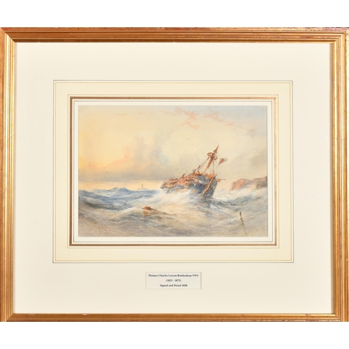 150 - Thomas Leeson Rowbotham (1823-1875) British. 'Shipwreck at Sunset', Watercolour, Signed and dated Ju... 