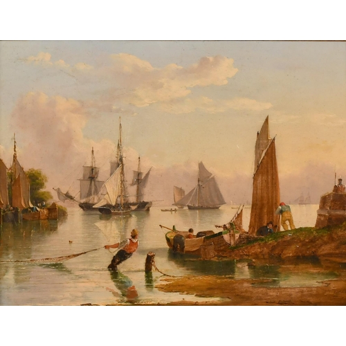 153 - John Ward of Hull (1798-1849) British. A Pair of River Inlet Scenes, Oil on panel, Signed, 6.5' x 8.... 