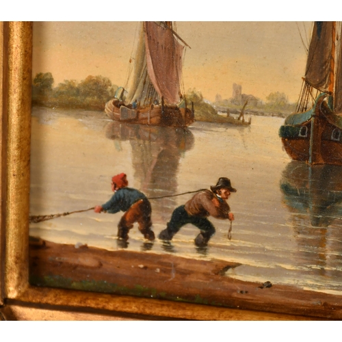 153 - John Ward of Hull (1798-1849) British. A Pair of River Inlet Scenes, Oil on panel, Signed, 6.5' x 8.... 