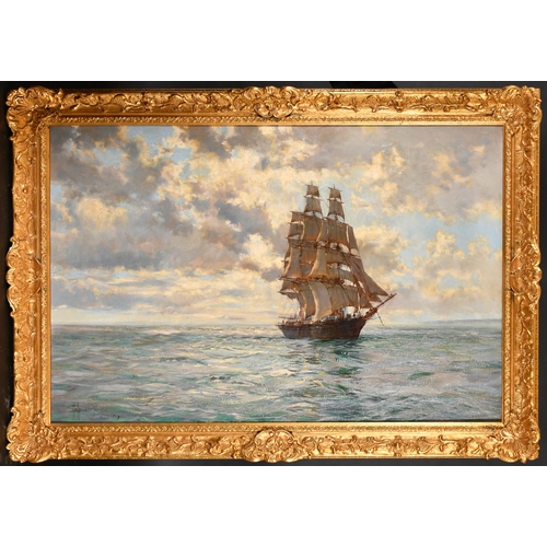 157 - Montague Dawson (1890-1973) British. 'Clipper Ship and Cloudy Skies', Oil on canvas, Signed, 24' x 3... 