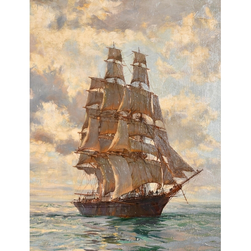 157 - Montague Dawson (1890-1973) British. 'Clipper Ship and Cloudy Skies', Oil on canvas, Signed, 24' x 3... 