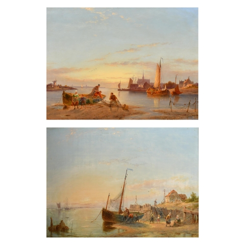 165 - Pieter Christian Dommersen (1865-1913) Dutch. A Pair of Dutch River Scenes, Oil on panel, Signed and... 