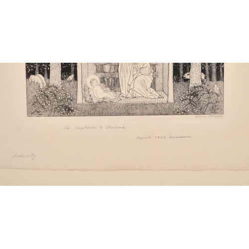 171 - Livia Kadar (1894-1986) Hungarian. 'Nativity', Etching, Signed and inscribed ''Nativity. To Captain ... 