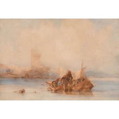 18 - William Callow (1812-1908) British. 'An Italian Lake Scene', Watercolour, Inscribed on a label verso... 