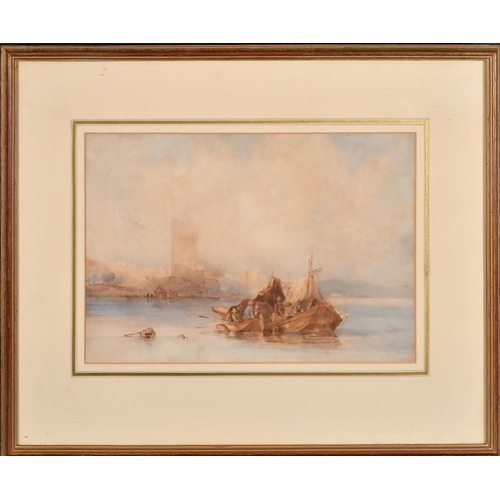 18 - William Callow (1812-1908) British. 'An Italian Lake Scene', Watercolour, Inscribed on a label verso... 