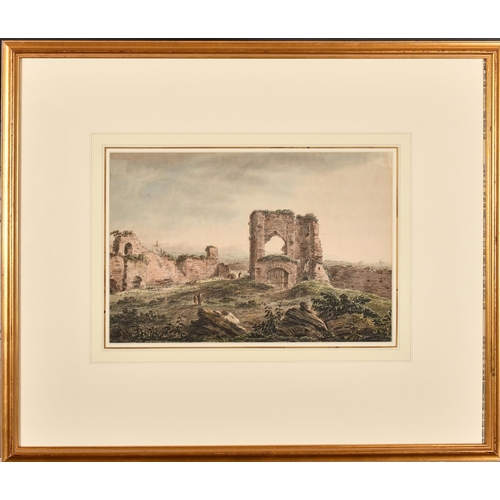 21 - Anthony Devis (1729-1816) British. 'Old Castle Ruins', Watercolour, ink and pencil, 9.75' x 14.75' (... 