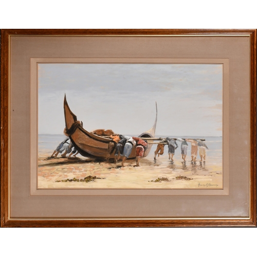 213 - Nancy H Hearsey (20th Century) British. 'Portuguese Fishing Boat', Pastel, Signed, and inscribed on ... 