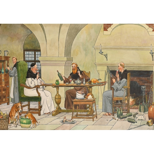 215 - Charles Edmond Hermet (1882-1959) French. The Banquet, Watercolour, Signed Harry Eliott, 19.5' x 28'... 