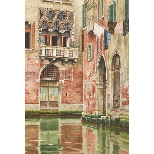 219 - Ernest Saltmarshe (19th-20th Century) British. A Venetian Backwater, Watercolour, Signed and dated 1... 