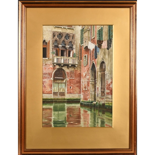 219 - Ernest Saltmarshe (19th-20th Century) British. A Venetian Backwater, Watercolour, Signed and dated 1... 