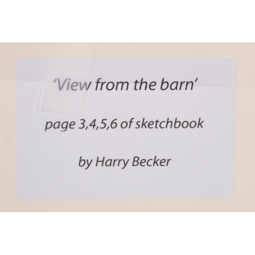 222 - Harry Becker (1865-1928) British. A Set of Four 'View from the Barn', Pencil, Mounted as one, unfram... 