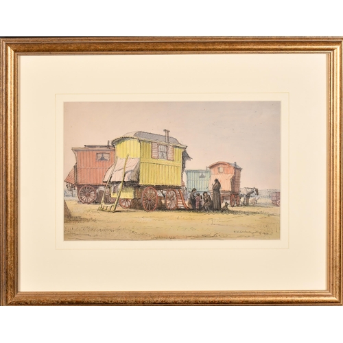 233 - Sydney William Carline (1888-1929) British. 'Gypsy Encampment', Watercolour and ink, Signed and date... 