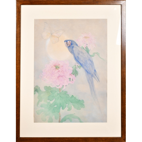 234 - Edward Julius Detmold (1883-1957) British. 'Blue Macaw Perched on a Branch', Watercolour, Signed wit... 