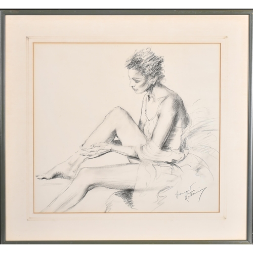 237 - Franco Matania (1922-2006) Italian/British. A Seated Lady, Pencil, Signed, 15' x 16' (38.1 x 40.6cm)