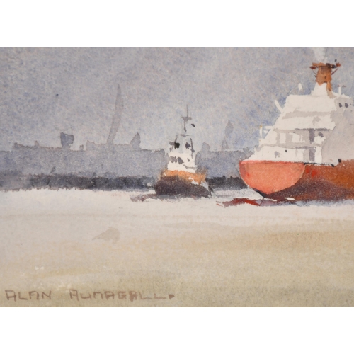 253 - Alan Runagall (1941-) British. 'Containers for Tilbury', Watercolour, Signed, and signed and inscrib... 