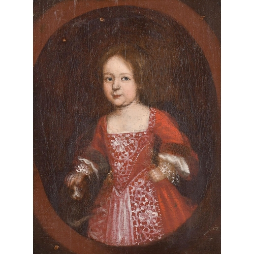 26 - Circle of Caspar Netscher (1639-1684) Dutch. A Pair of Portraits of Elizabeth Fenn, aged three and a... 