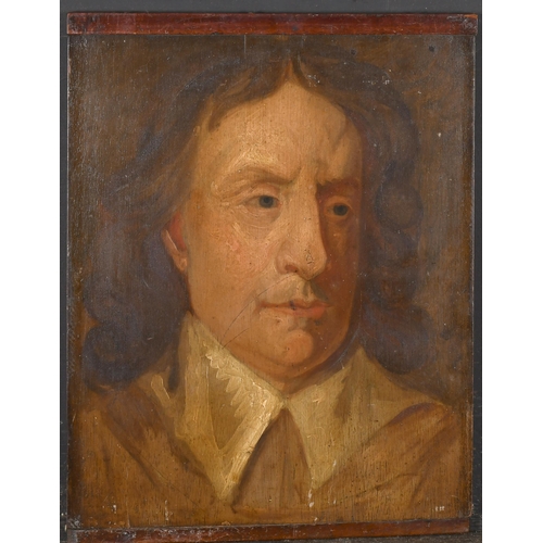 28 - 17th Century English School. Portrait of Oliver Cromwell, Oil on panel, Inscribed verso, unframed, 1... 