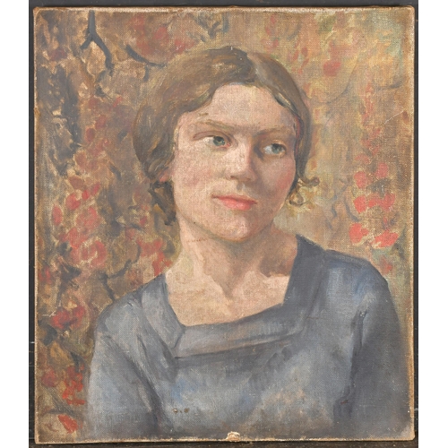 280 - Circle of Duncan Grant (1885-1978) British. Bust Portrait of a Lady, Oil on canvas, unframed 18' x 1... 