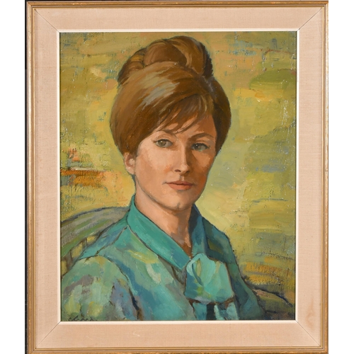 314 - Chard (20th Century) British. Portrait of Joan Francies, circa 1960, Oil on board, Signed, and inscr... 