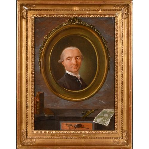 32 - Jean-Martial Fredou de la Bretonniere (1710-1795) French. A Trompe L'Oeil Portrait of Charles Vallet... 