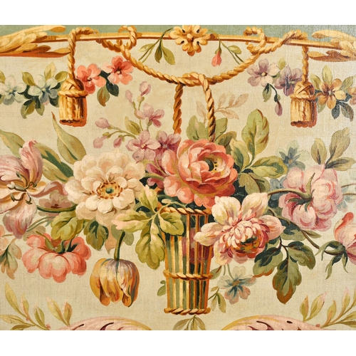 35 - 20th Century French School. A Design for a Sofa Back Aubusson Tapestry, Oil on canvas, Oval, unframe... 