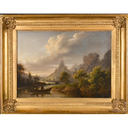 36 - Manner of Thomas Cole (1801-1848) British/American. Crossing the River, Oil on canvas, Indistinctly ... 