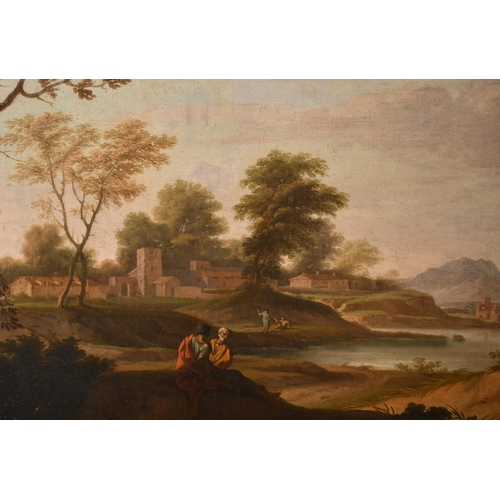 37 - Circle of Francesco Zuccarelli (1702-1788) Italian. Figures in a Classical Landscape, Oil on canvas,... 