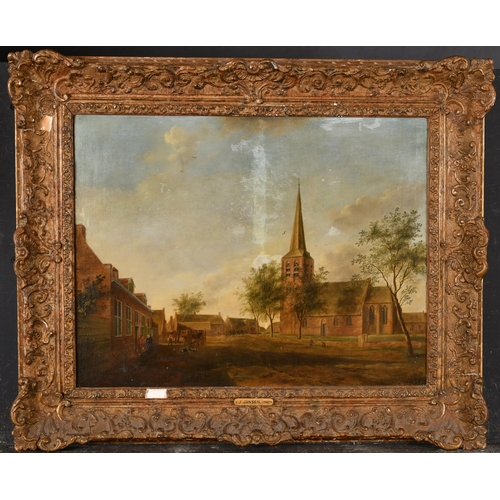 39 - Johannes Jansen (1729-1784) Dutch. A Village Scene with a Church, Oil on panel, Indistinctly signed,... 