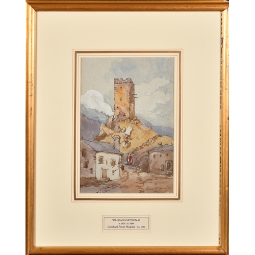 52 - William Cave Thomas (1820-1906) British. 'Lombard Tower Hospital', Watercolour and bodycolour, Inscr... 