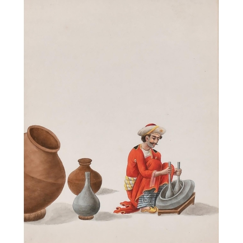 61 - 19th Century English School. A Man with a Shisha, Watercolour, 8.5' x 7.25' (21.6 x 18.3cm) and thre... 