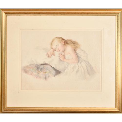 65 - 19th Century French School. Sleeping Child, Watercolour, 11.75' x 15.75' (29.8 x 40cm)