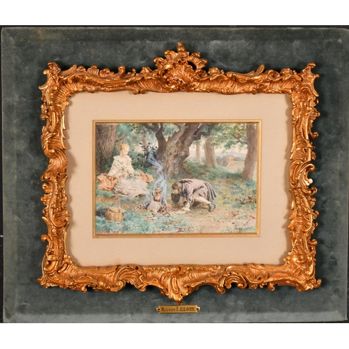 68 - Maurice Leloir (1853-1940) French. 'The Picnic', Watercolour, Signed, and inscribed on a plaque, 5' ... 