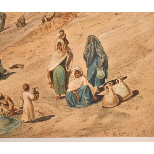 73 - Carl Werner (1808-1894) German. Figures on a Riverbank, Watercolour, Signed and dated 1879, 9' x 13.... 