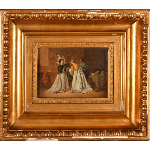 86 - D'Haemer (19th Century) European. Elegant Figures in an Interior, Oil on canvas laid down, 5.5' x 7.... 