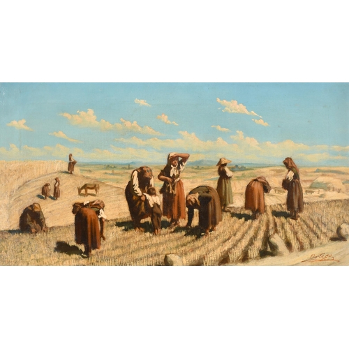 93 - Francisco Javier Ortego y Vereda (1833-1881) Spanish. Men Harvesting in the Philippines, Oil on canv... 