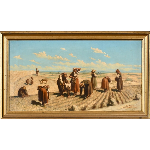 93 - Francisco Javier Ortego y Vereda (1833-1881) Spanish. Men Harvesting in the Philippines, Oil on canv... 