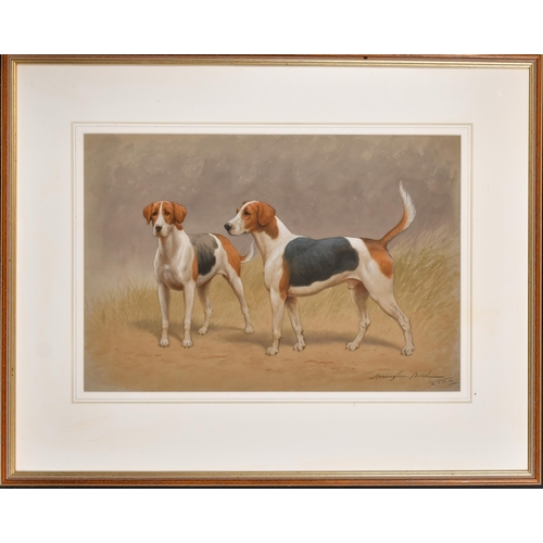 105 - John Alexander Harrington Bird (1846-1936) British. American Fox Hounds, Watercolour, Signed and ins... 