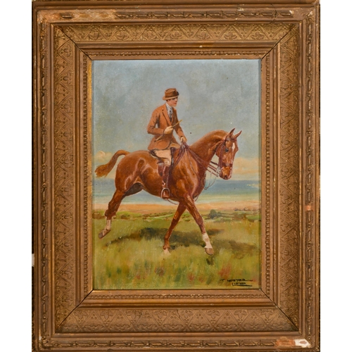 106 - Thomas Ivester Lloyd (1873-1942) British. Out for a Ride, Oil on artist's board, 10.5