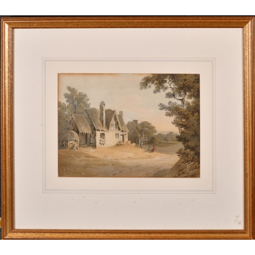 11 - Peter La Cave (1769-1811) British. Travellers by the water's edge, Watercolour, Signed, and inscribe... 