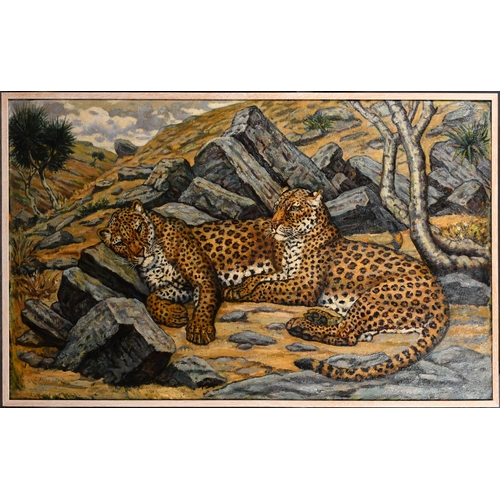 114 - John Clifford Wardle (1907-1979) British. Resting Jaguars, Oil on canvas, Signed, 28