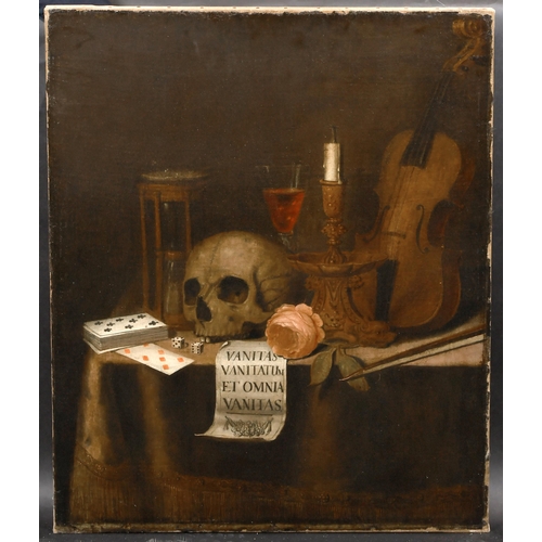 14 - Attributed to Evert Collier (1642-1708) Dutch. A Vanitas Still Life, Oil on canvas, Inscribed, unfra... 