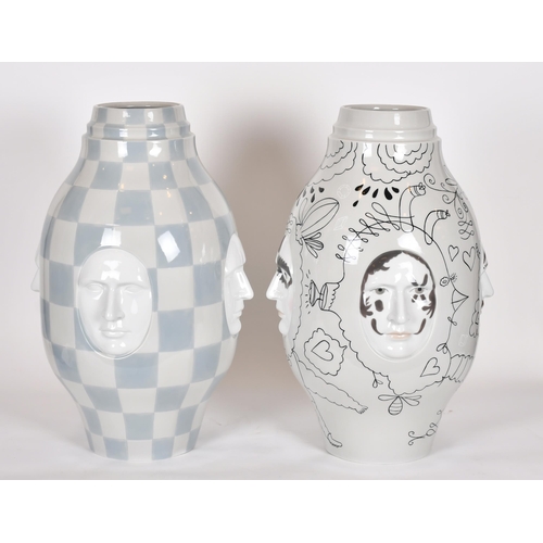 150 - Jaime Hayon (1974-    ) Spanish. Conversation Vase I and II, Porcelain ceramic, 21